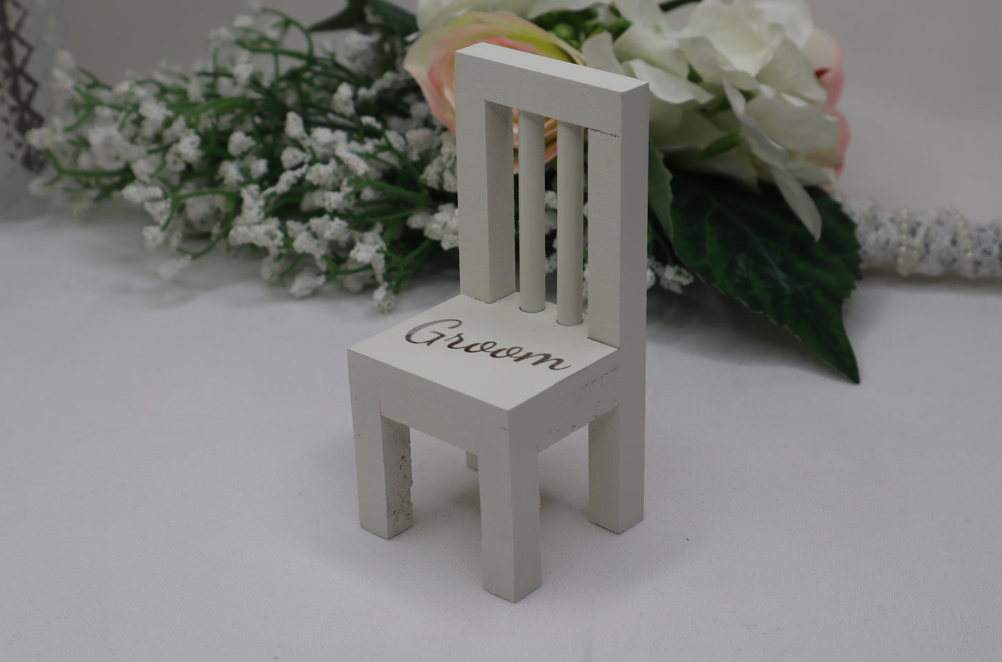 White handmade mini chair name place