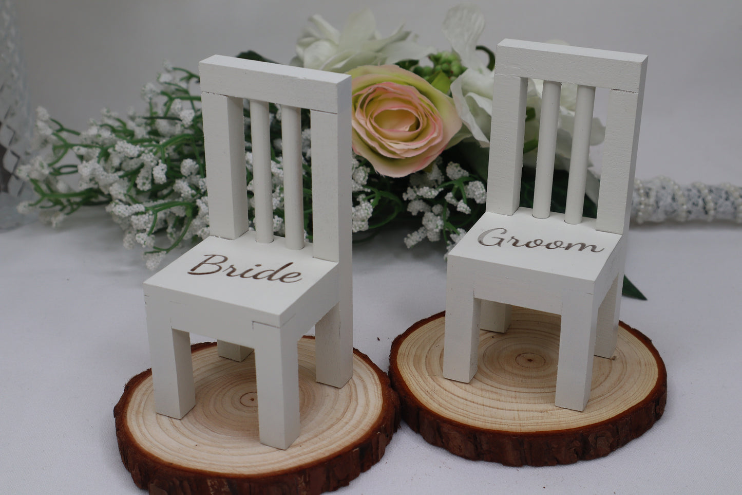 White handmade mini chair name place