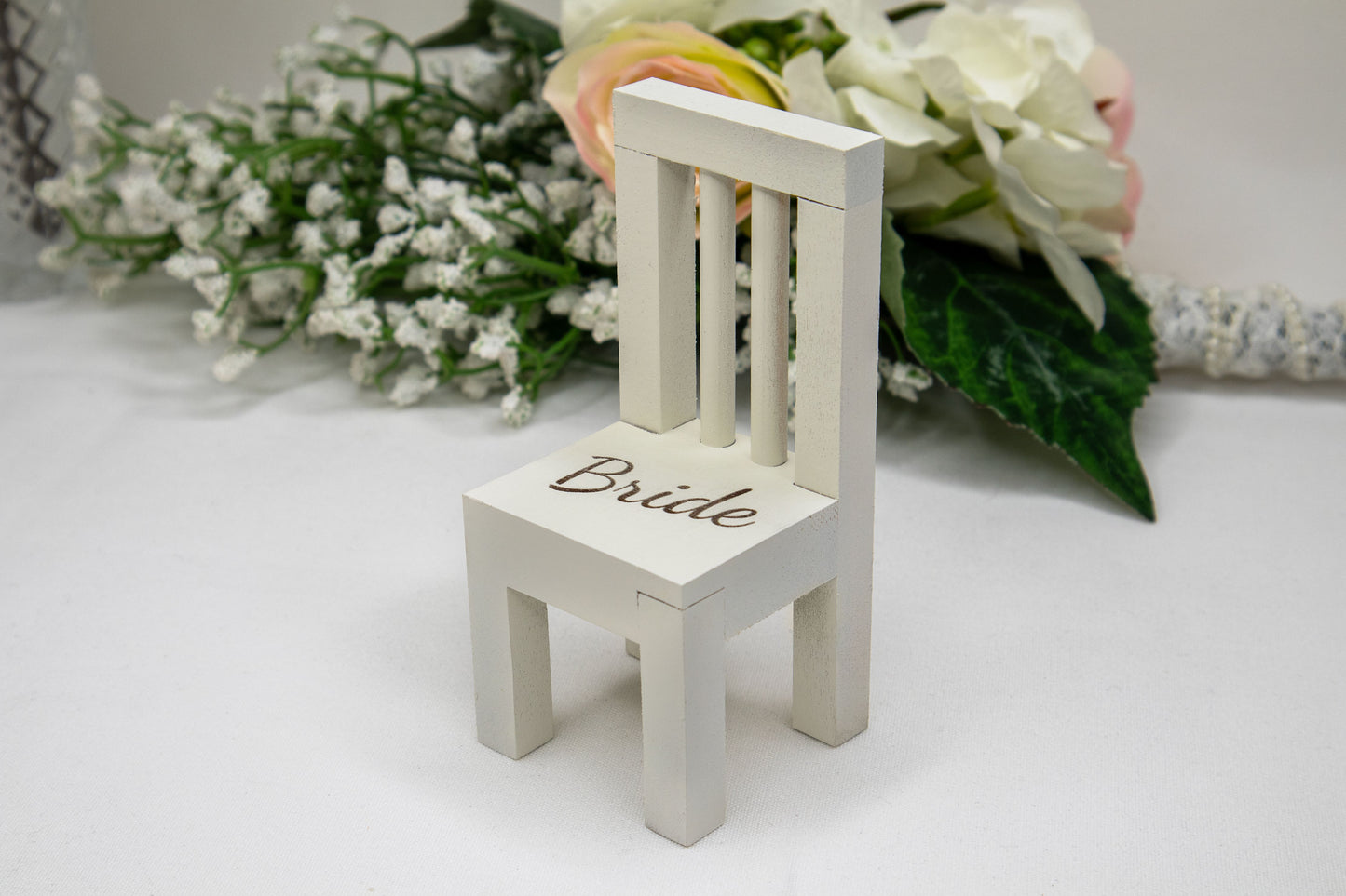 White handmade mini chair name place